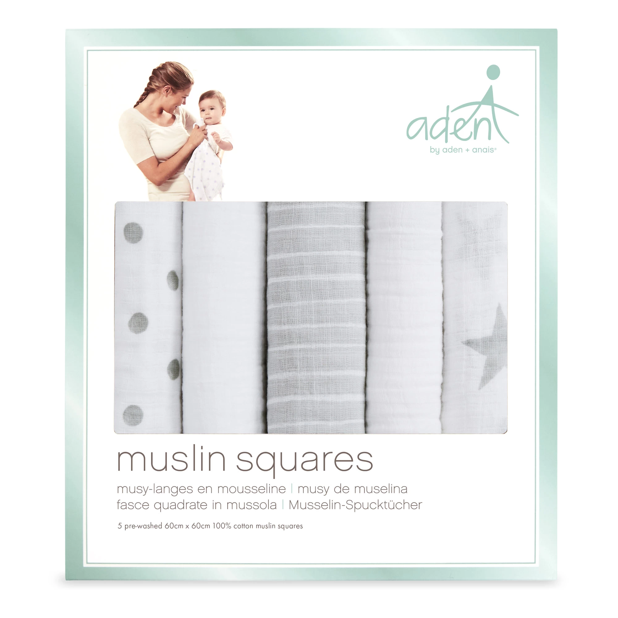 Lot De 5 Langes Musy 60x60 Dusty De Aden + Anais Essentials 4 Lot De 5 Langes Musy 60x60 Dusty De Aden + Anais Essentials – Image 2