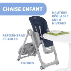 Chaise Haute Polly Magic Relax 4 Roues India Ink De Chicco -Magasin De Produits Pour Bébés 01107880 4