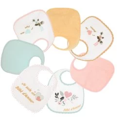 Lot De 7 Bavoirs Naissance Baby Love Fille De Trois Kilos Sept