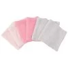 Lot De 6 Lingettes Lavable En Mousseline Blanc/rose 10 X 10 Cm De Trois Kilos Sept