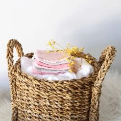 Lot De 6 Lingettes Lavable En Mousseline Blanc/rose 10 X 10 Cm De Trois Kilos Sept -Magasin De Produits Pour Bébés 01146206 3