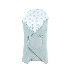 Mix & Match Couverture Promenade Mousseline Bio Safari Sauge De Noukies