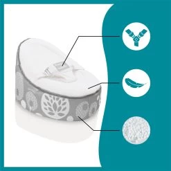 BabyMoov Transat évolutif Doomoo Nid - Flower Argent -Magasin De Produits Pour Bébés PCHO2M NoColor 3 X